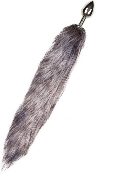 Анальная пробка с серым хвостиком EasyToys Fox Tail Plug ,S