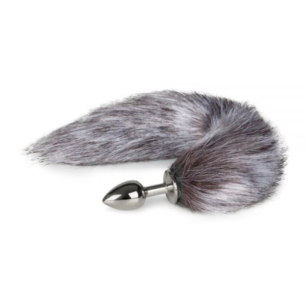 Анальная пробка с серым хвостиком EasyToys Fox Tail Plug ,S