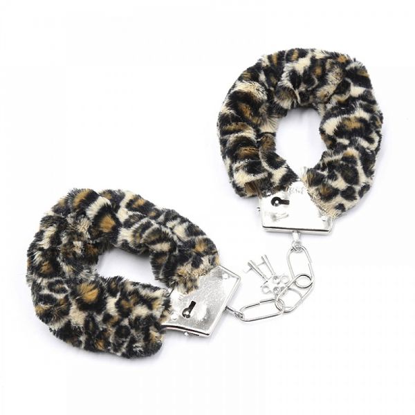 Наручники з хутром DS Fetish Metal, Leopard