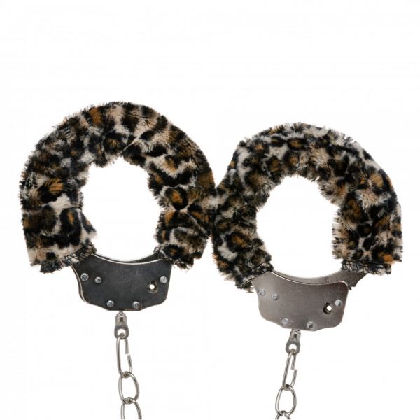 Поножі метал з хутром DS Fetish Metal, Leopard