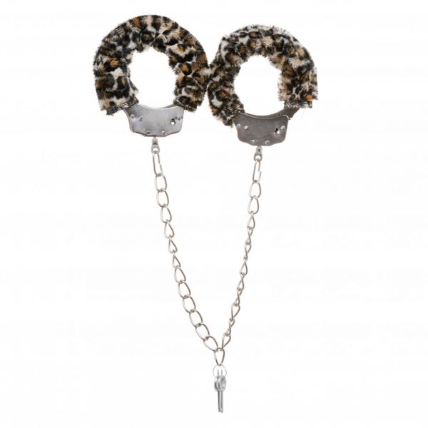 Поножи металл с мехом DS Fetish Metal, Leopard