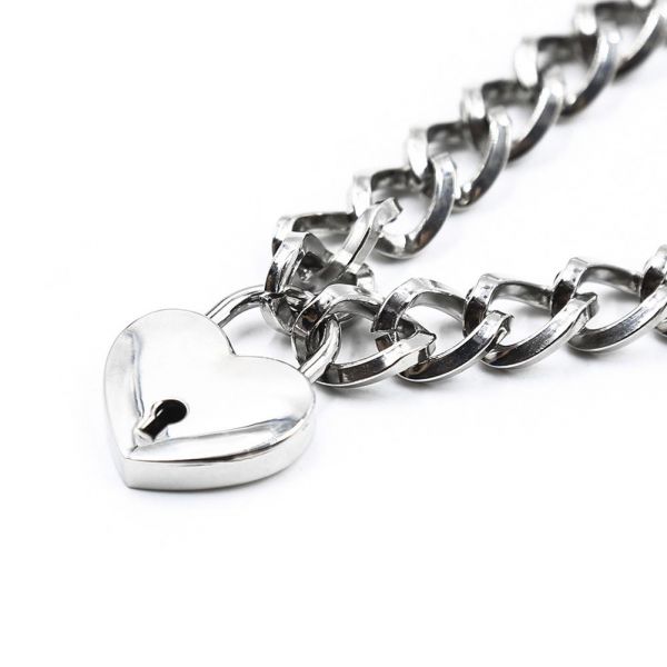 Ошейник c замком в виде сердца DS Fetish Heart, Silver