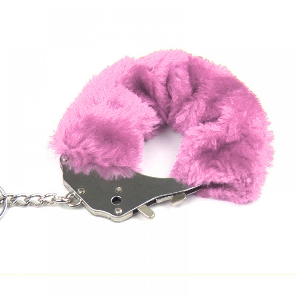 Наручники металлические Roomfun с толстым розовым мехом FURRY CuffS