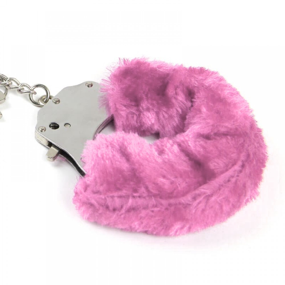 Наручники металлические Roomfun с толстым розовым мехом FURRY CuffS