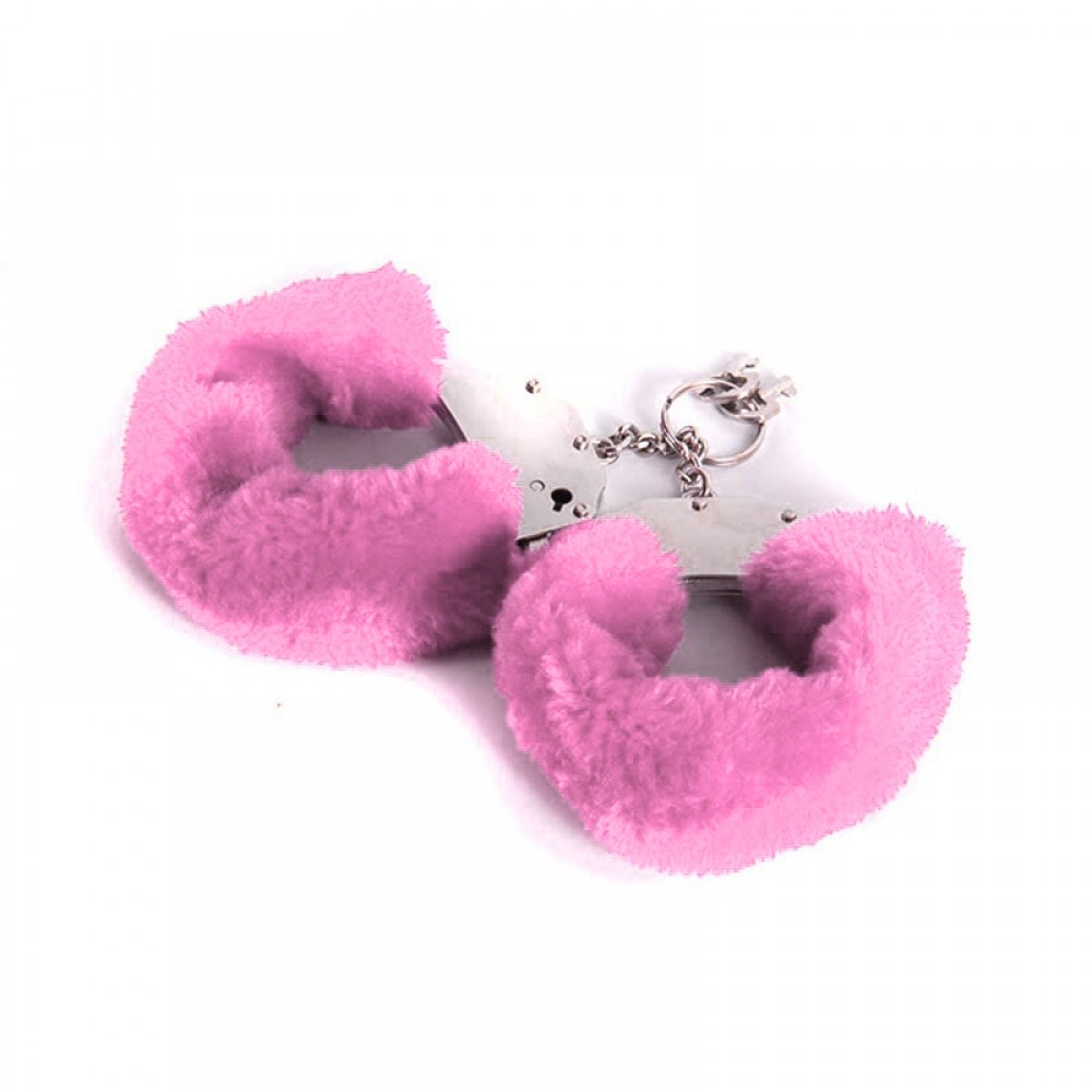 Наручники металлические Roomfun с толстым розовым мехом FURRY CuffS