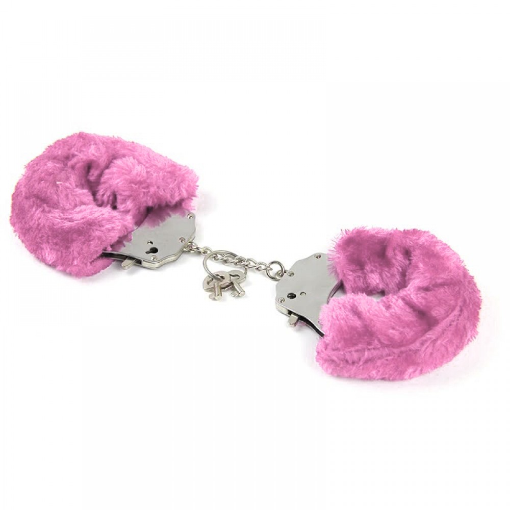 Наручники металлические Roomfun с толстым розовым мехом FURRY CuffS