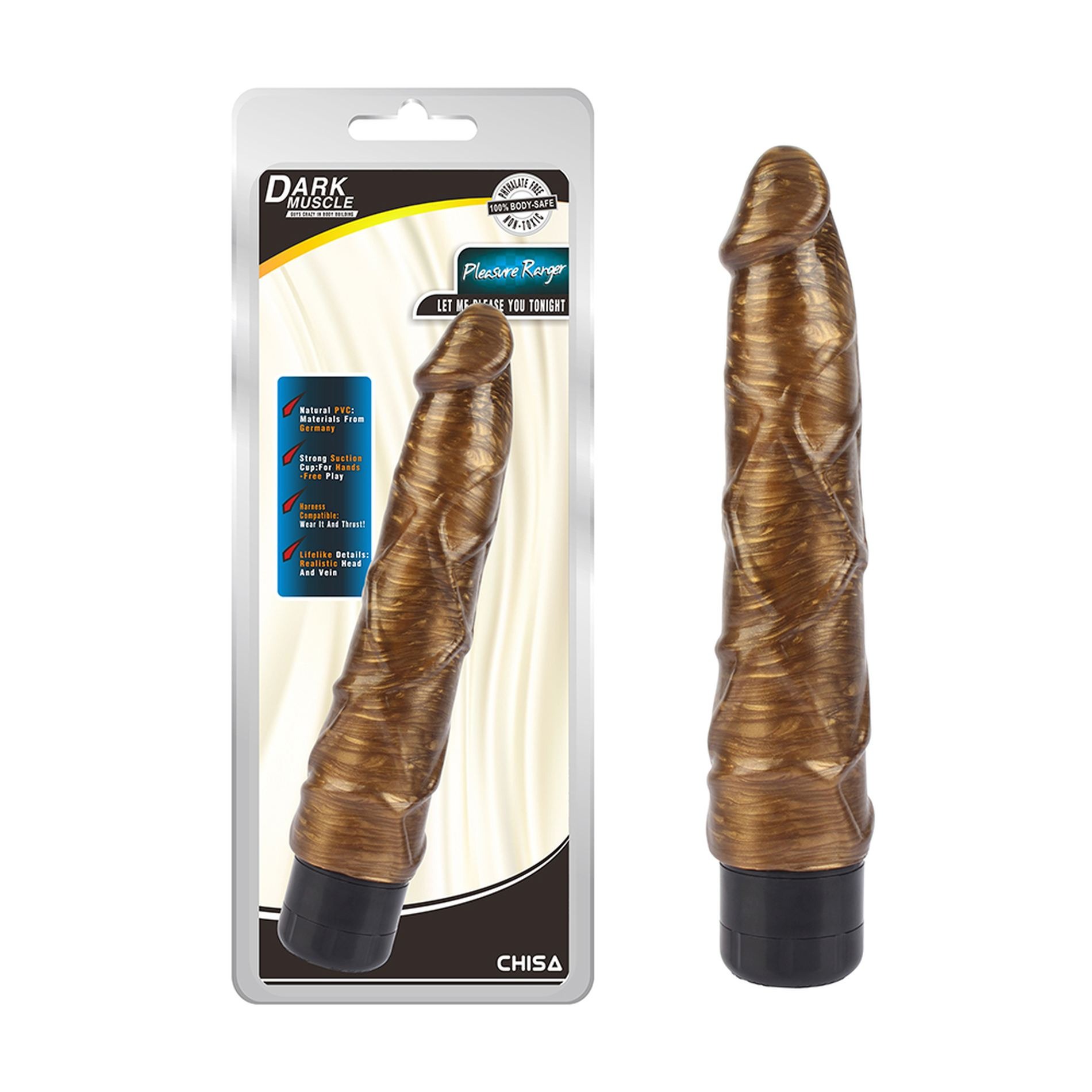 Вібратор реалістичний Chisa DarkMuscle Pleasure Ranger, золотистий