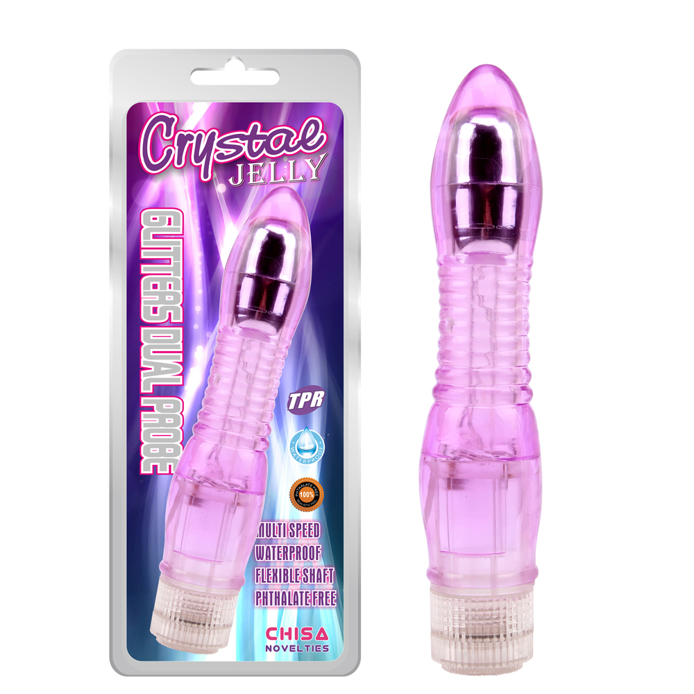 Вібратор гелевий ребристий Chisa Crystal Jellie, фіолетовий