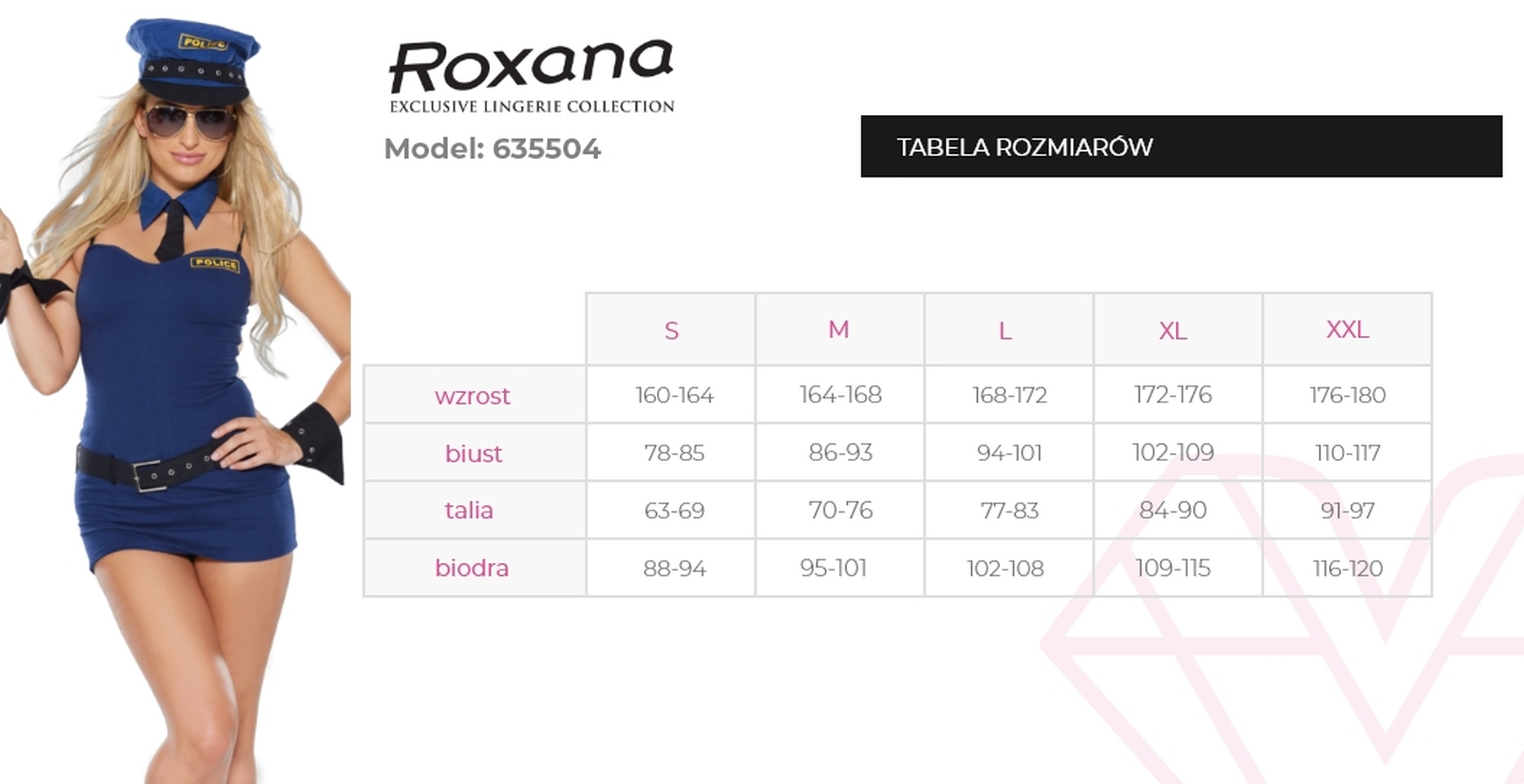 Костюм поліцейської Roxana 6355 з 5 предметів, синій, S