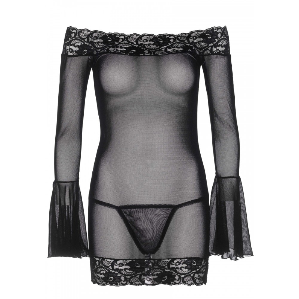 Плаття чорне Leg Avenue Lace Trimmed Off The Shoulder Dress O/S