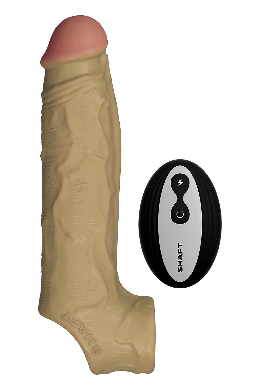 Реалістична вібронасадка Shaft Vibrating Sheath Size 2 Oak з пультом, 22.3 см