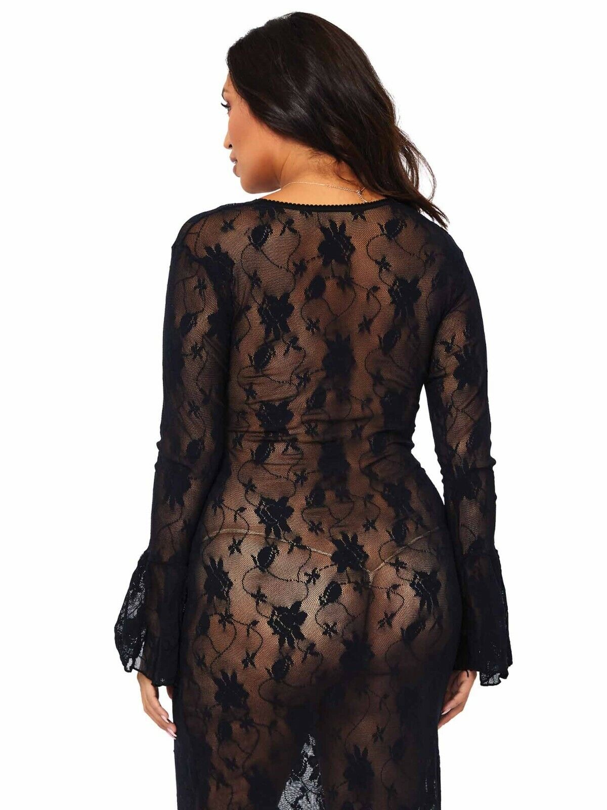 Черное кружевное платье макси Leg Avenue