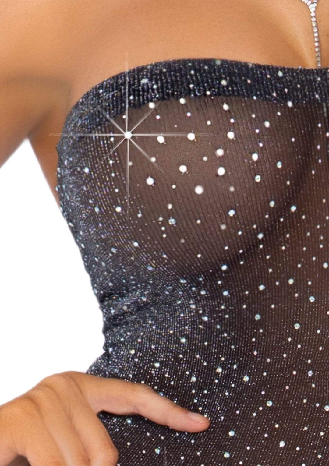 Платье со стразами Leg Avenue Rhinestone полупрозрачное, черное, O/S