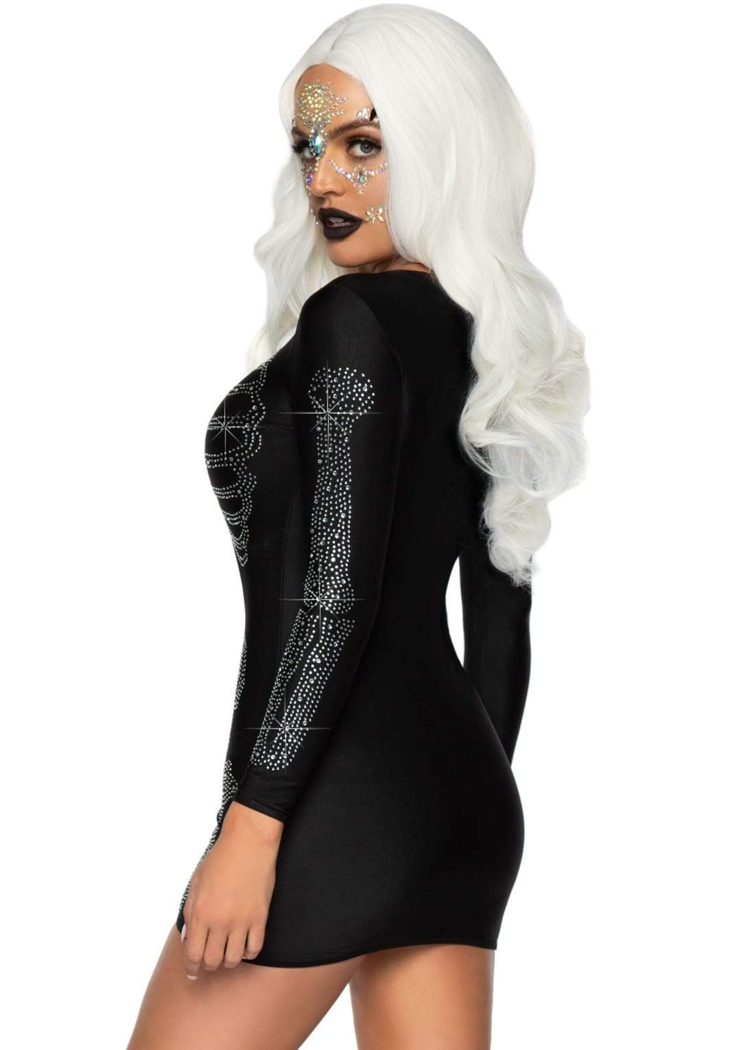 Мини-платье Скелет со стразами Leg Avenue Skeleton Rhinestone, черное, M