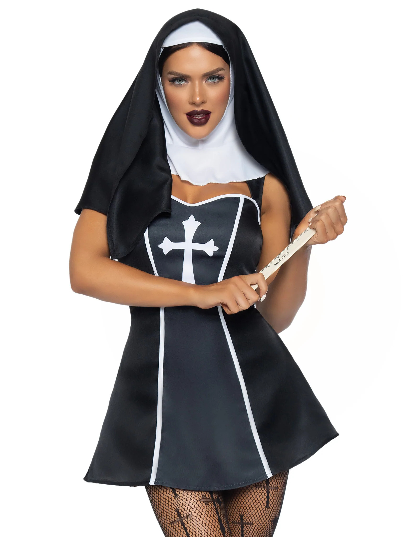 Костюм монашки Leg Avenue, S, Naughty Nun 2 предмета, черный