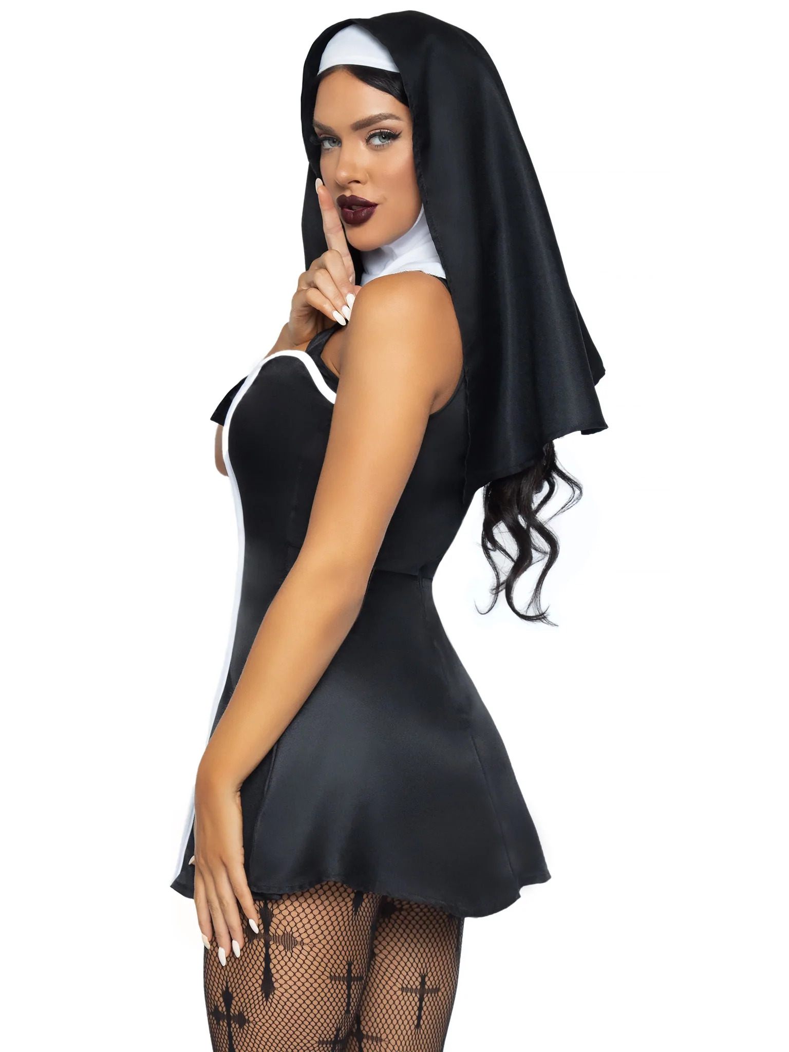 Костюм монашки Leg Avenue, S, Naughty Nun 2 предмета, черный