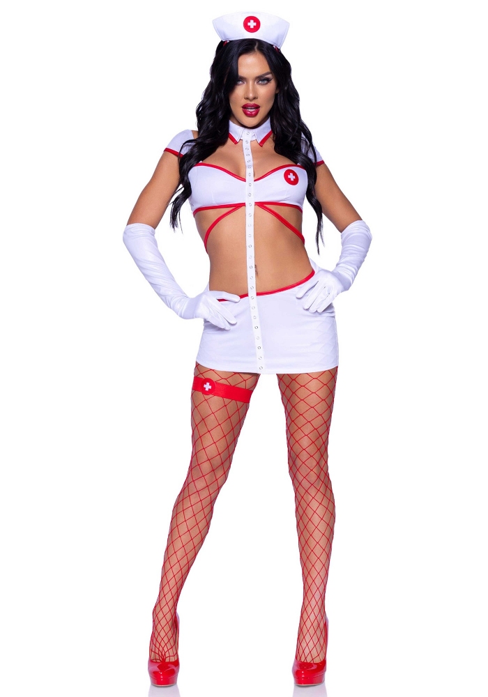 Костюм сексуальної медсестри Leg Avenue Heartstopping Nurse, 4 предмети, білий, S