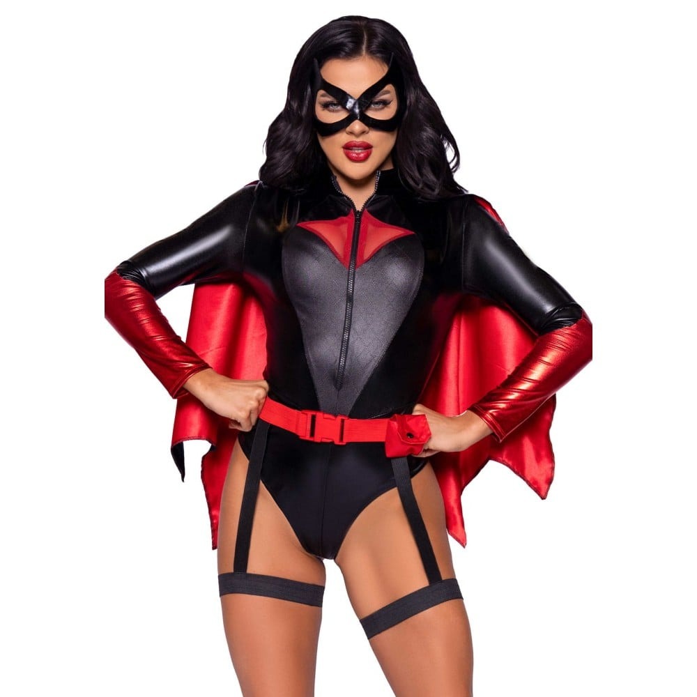 Сексуальний костюм Leg Avenue Bat Woman, M, із 4 предметів, чорно-червоний