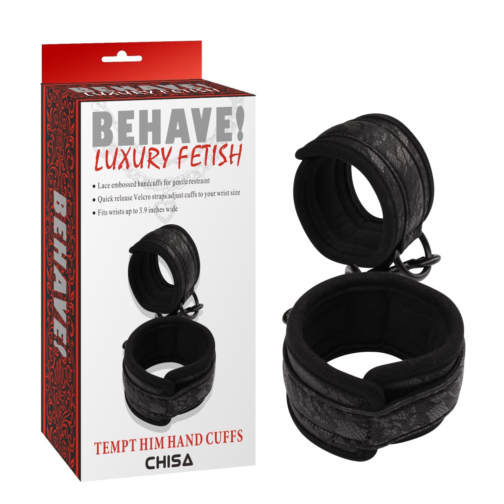 Наручники на липучках Chisa Behave TEMPT HIM, чорні