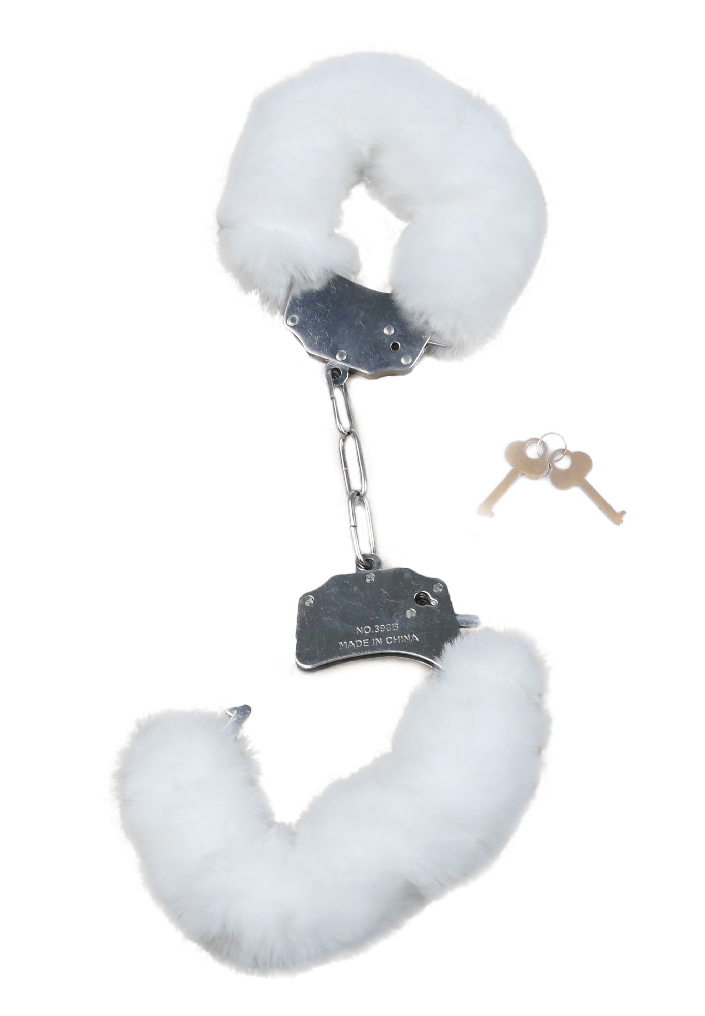 Наручники білий метал з хутром plush handcuffs