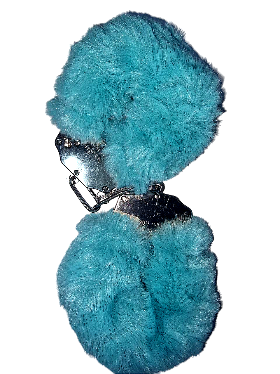 Наручники DS Fetish Plush handcuffs, метал з хутром, блакитний