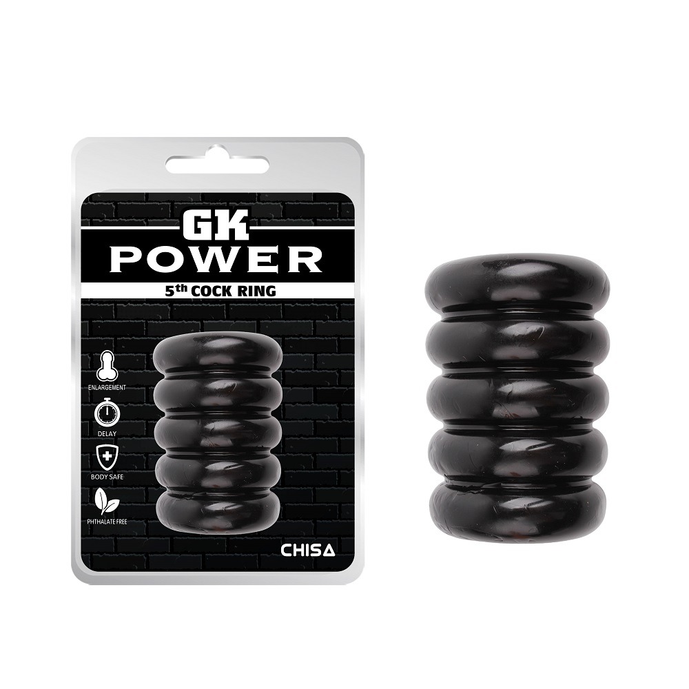 Ерекційне кільце багатоярусне Chisa GK Power, з рельєфом, чорний