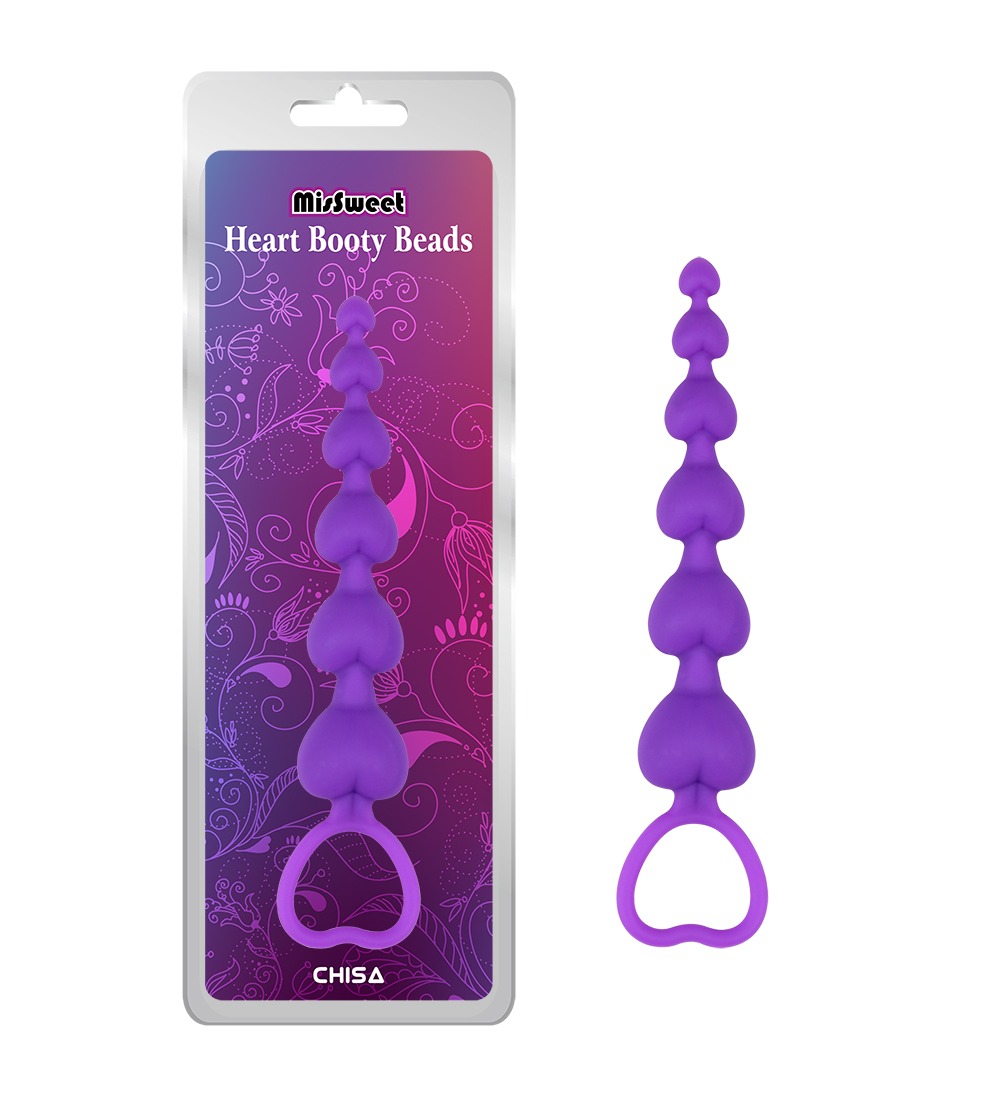 Анальный стимулятор сердечки (цепочка) Chisa MisSweet Heart Booty Beads, фиолетовый