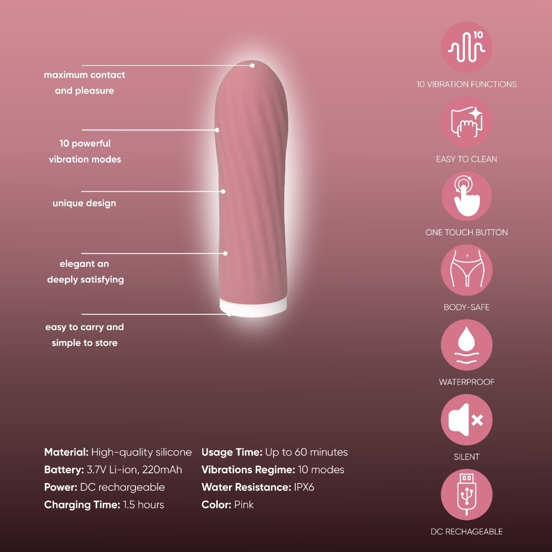 Міні-вібратор рельєфний Sweet Em Velvet Lure, рожевий