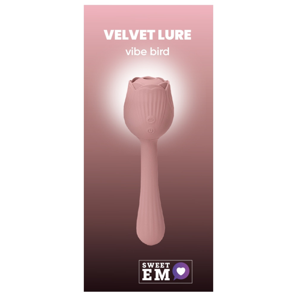Вибратор в форме тюльпана с вакуумной стимуляцикй Sweet Em Velvet Lure Розовый