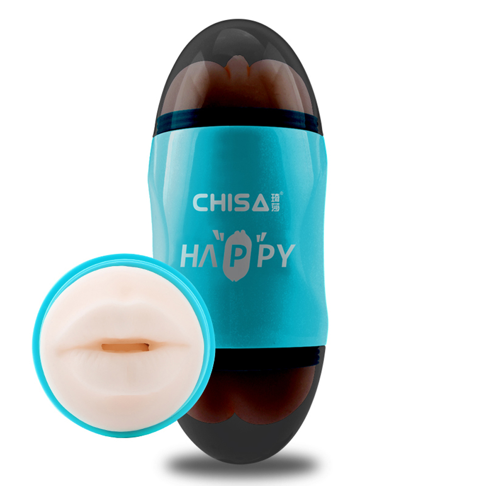 Мастурбатор Вагіна та Рот у колбі Chisa Portable Happy Cup з вібрацією
