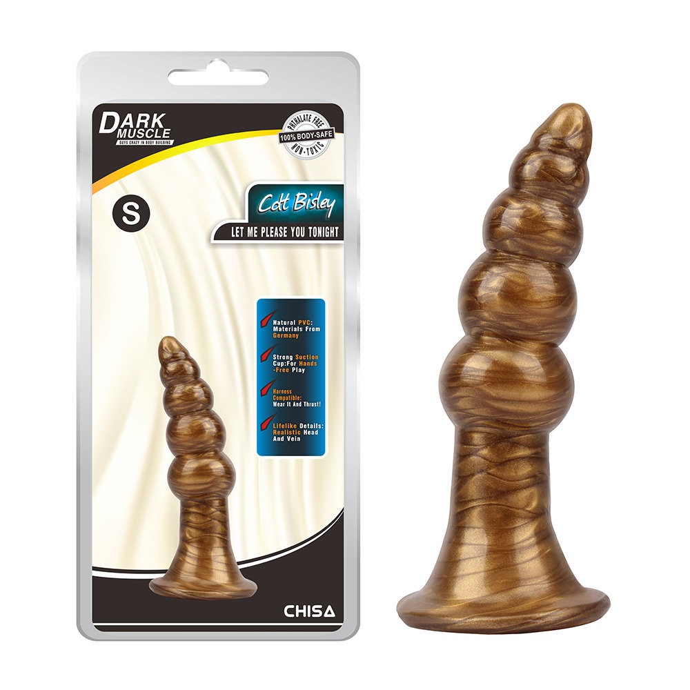 Анальна пробка у вигляді ялинки Chisa Dark Muscle золотиста