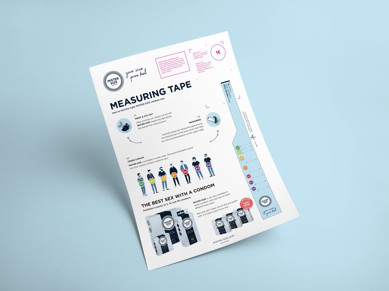 Стрічка вимірювальна для пеніса Mister Size Guide Dispenser