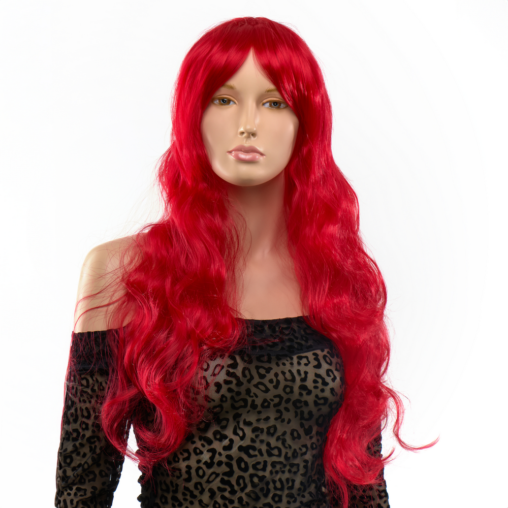 Перука довга Кучерява з чубчиком Fetish Hair червоний, 60 см
