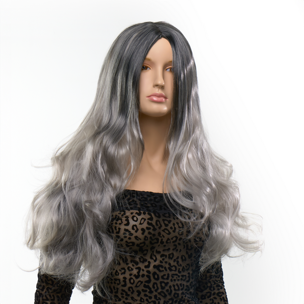 Парик длинный волнистый Fetish Hair балаяж серебристый, 65 см