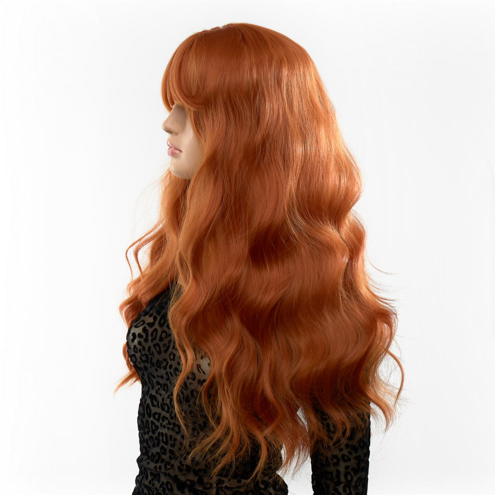 Перука довга хвиляста з чубчиком Fetish Hair руда, 60 см