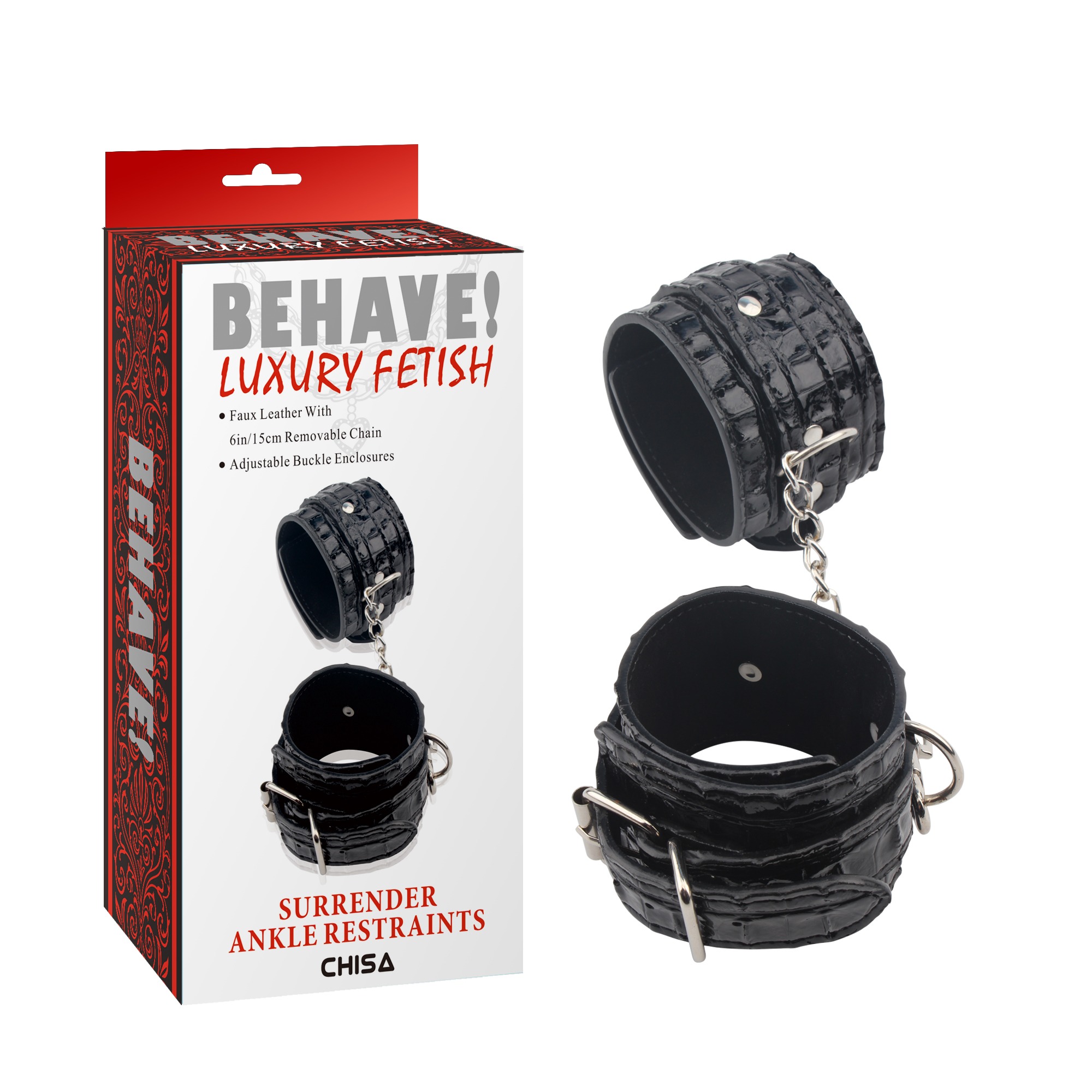 Поножи Chisa Behave! Luxury Fetish с металлической фурнитурой, черные