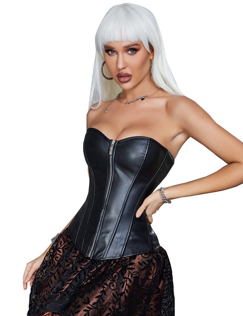 Корсет із застібкою блискавкою Star Night Sexy Leather і шнурівкою, чорний, XL (без коробки)