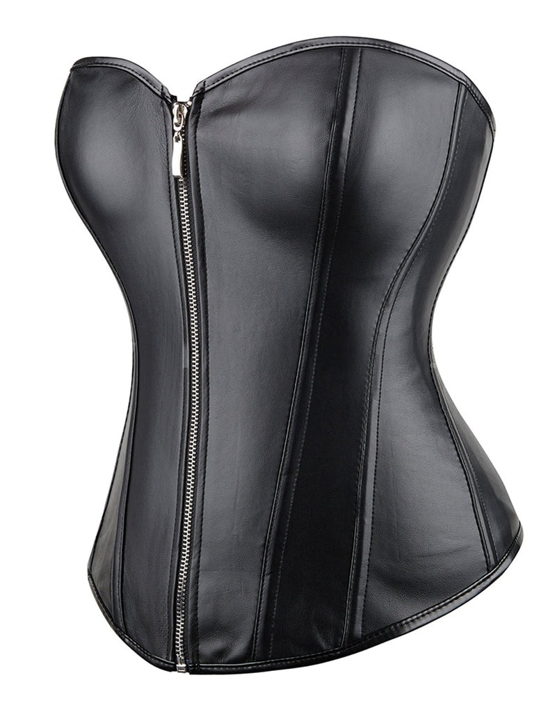 Корсет із застібкою блискавкою Star Night Sexy Leather та шнурівкою, чорний, XS (без коробки)