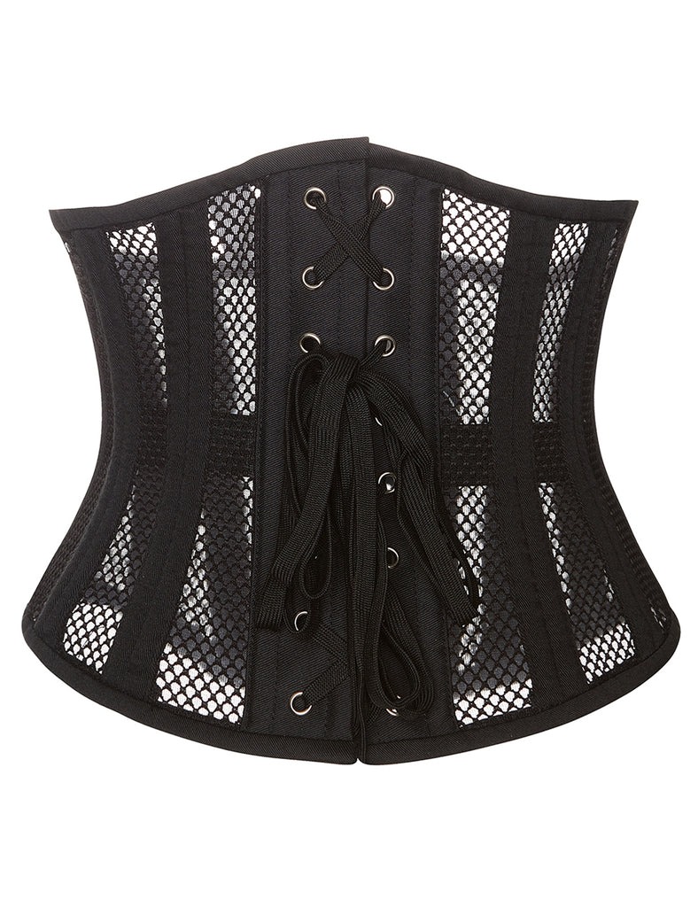 Корсет із сітки Star Night Steel Bones Bones Grid Corsets з гачками і шнурівкою, чорний, S (без коробки)