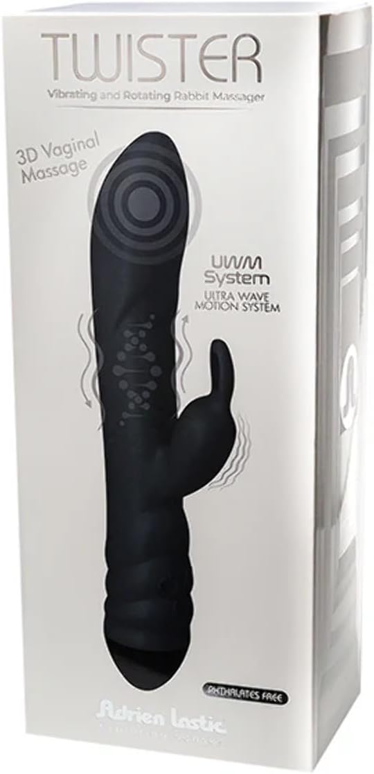 Вібратор-кролик Adrien Lastic Twister з ротацією, чорний