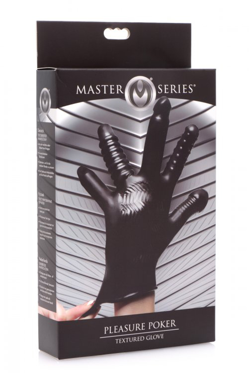Текстурована рукавичка для стимуляції Master Series, чорна, One Size