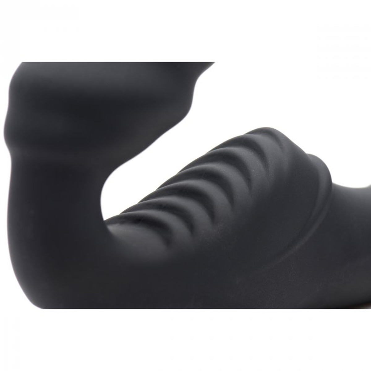 Жіночий вібрострапон Slim Rider Ribbed Ribbed Vibrating Silicone Strapless Strap On, чорний