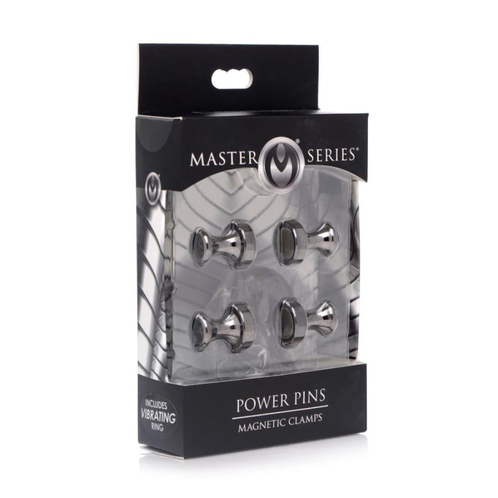Затискачі для сосків XR Brands Power Pins магнітні, чорні, 2 х 1.5 см