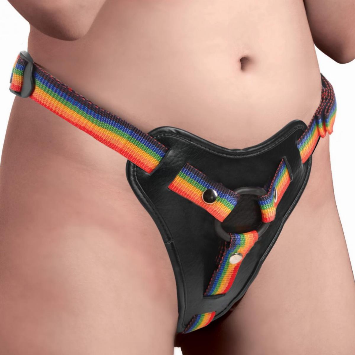 Трусики для страпона радужные Strap U Take the Rainbow Universal