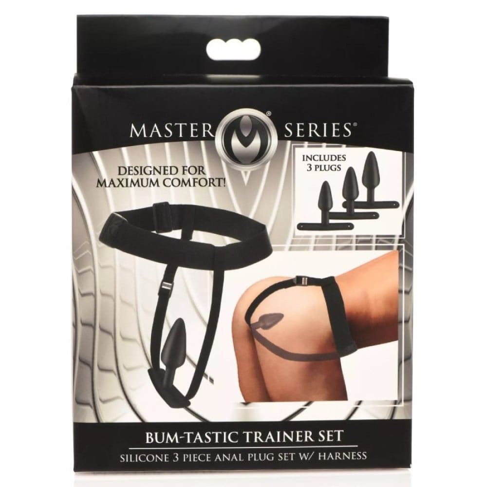 Анальний плаг з портупеєю Master Series Bum Tastic чорний