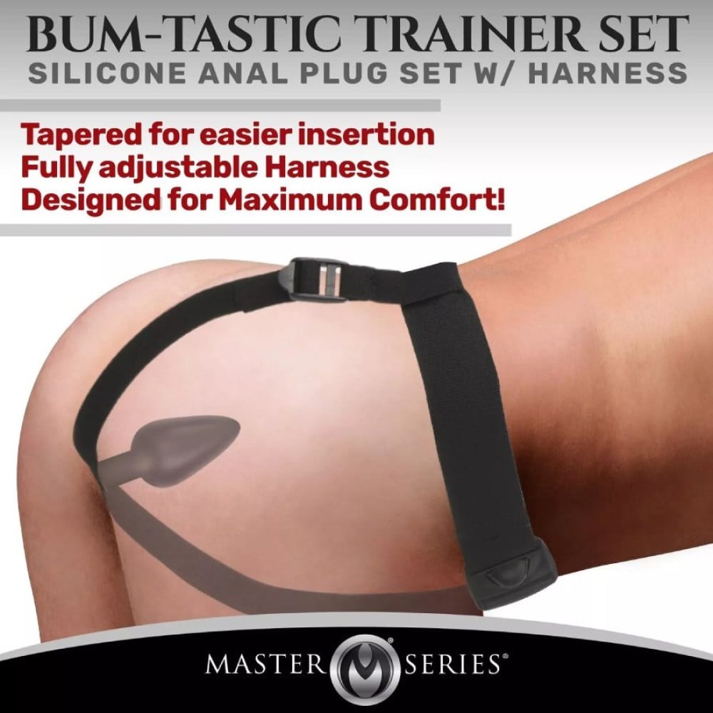 Анальний плаг з портупеєю Master Series Bum Tastic чорний