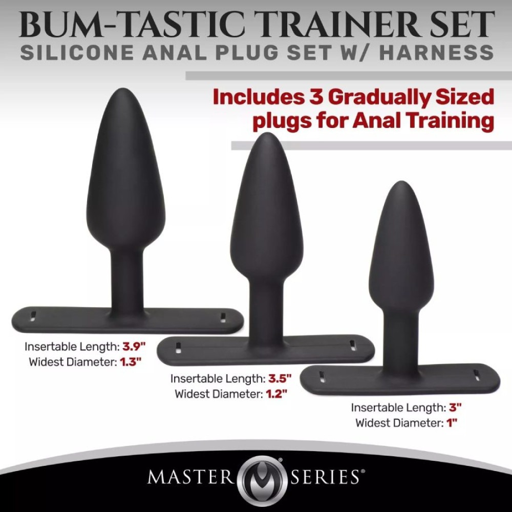 Анальний плаг з портупеєю Master Series Bum Tastic чорний