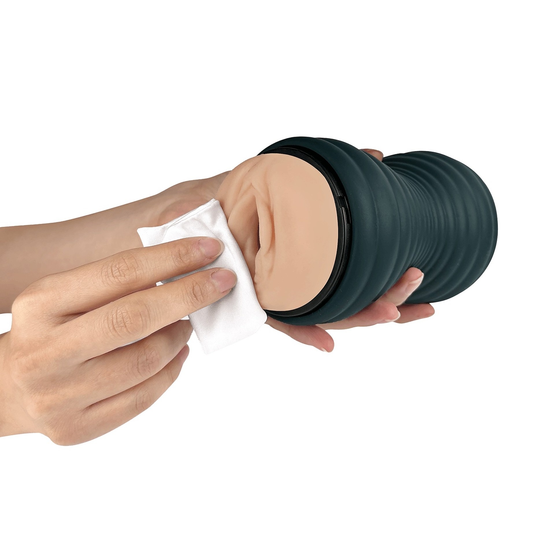 Мастурбатор вагина из киберкожи Adrien Lastic Siltex Ultra, бежевый в серой колбе