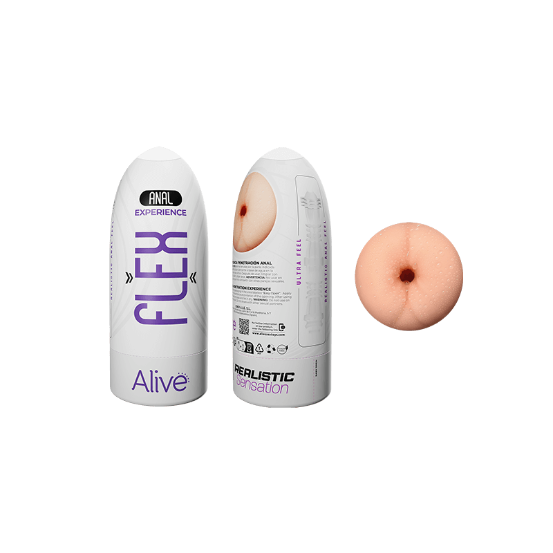 Мастурбатор-анус в колбе Alive Flex Anal M бежевый, 16 х 6.5 см