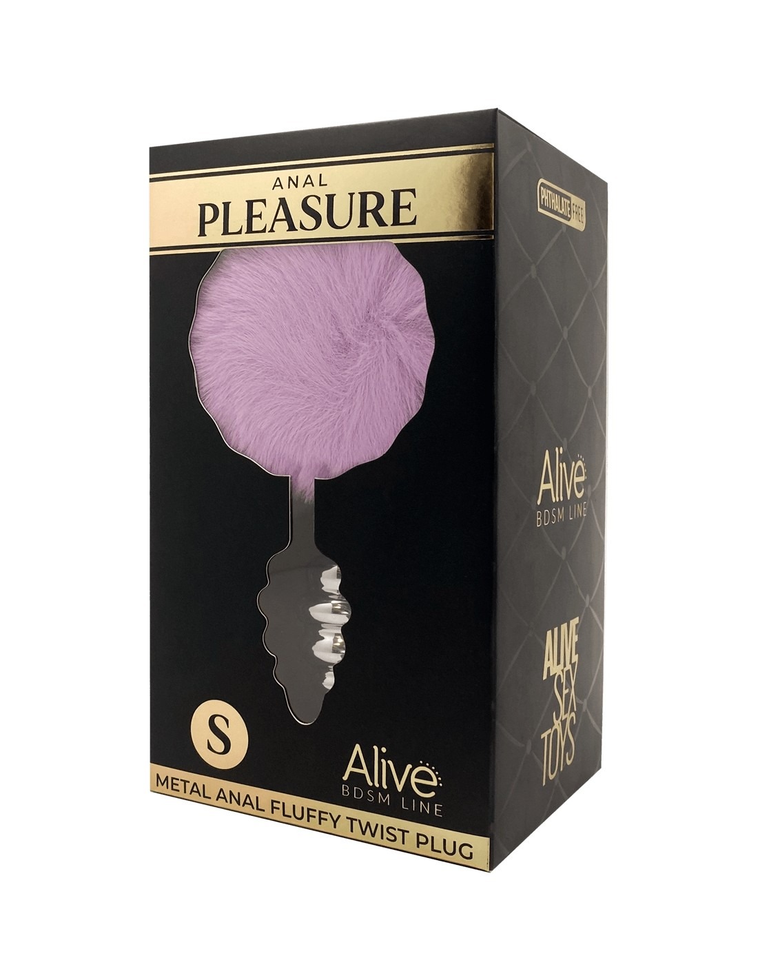 Анальная рельефная пробка Alive Anal Pleasure с светло-фиолетовым хвостом, S